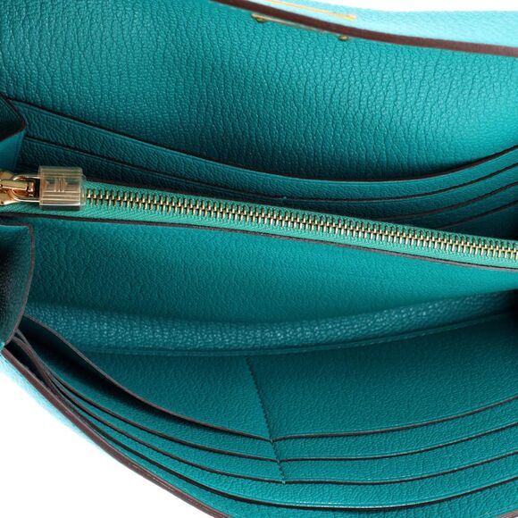 Hermes Kelly Wallet Chevre Mysore Long Blue - Picture 5 of 8